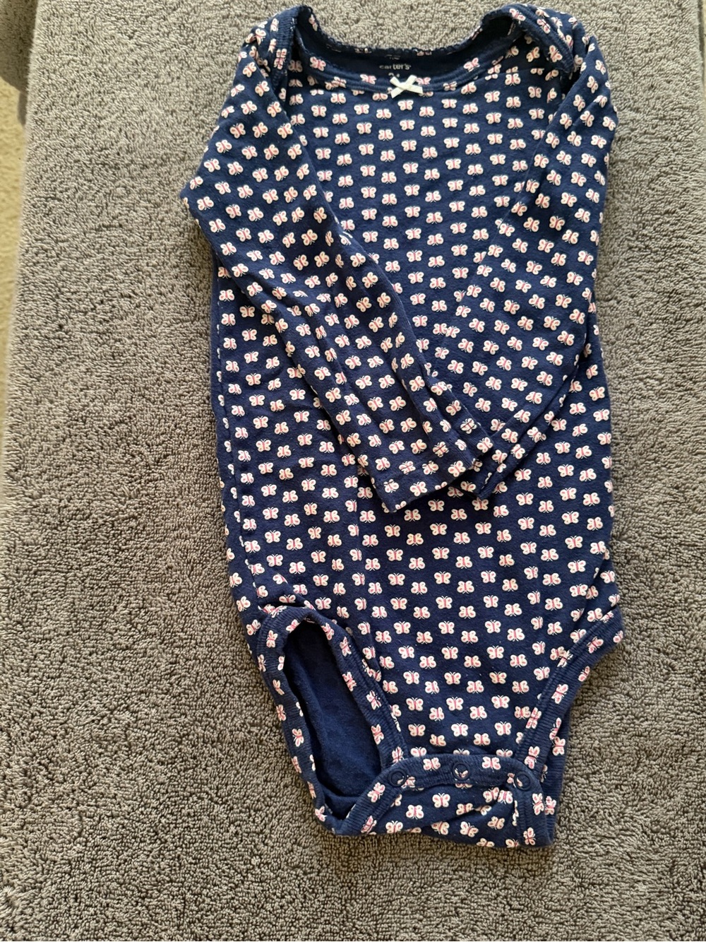 Carter's Navy Long-Sleeve Floral Print One-Piece